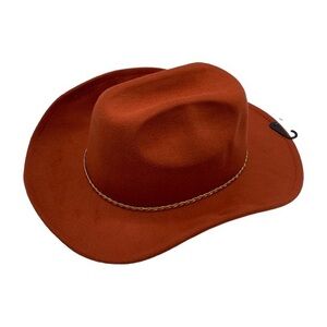 VINCE CAMUTO Metallic Braided Cowboy Hat in Rust